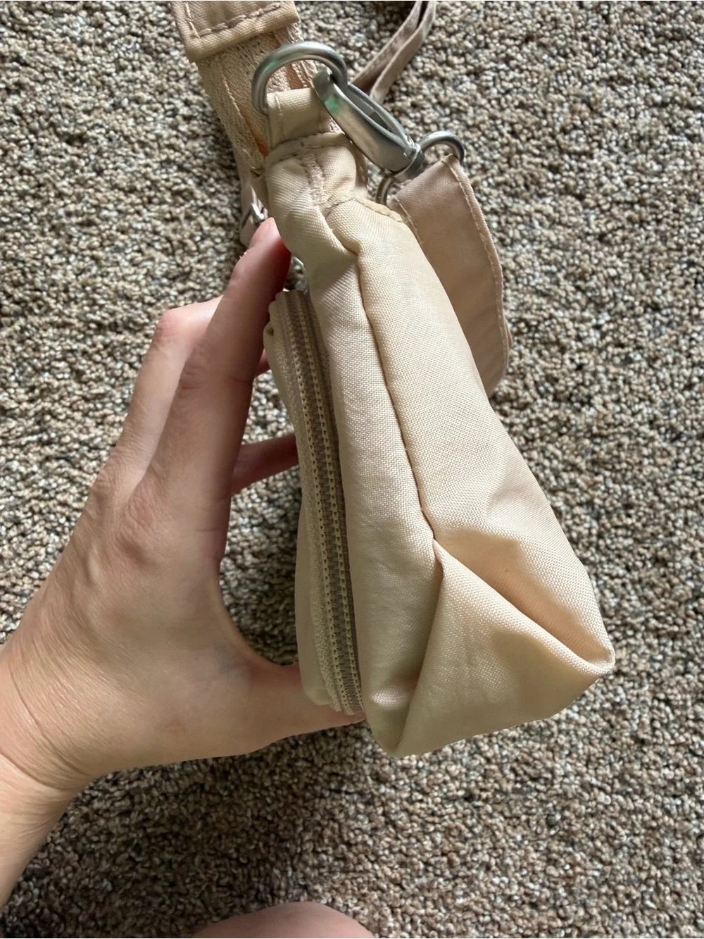 BAGGALLINI Tan Beige Small Nylon Zippered Crossbody Shoulder Bag